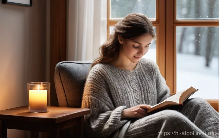 에어 공구 장단점 분석 - A cozy, warm-toned illustration of a young woman aged in her early twenties, with long, wavy brown h...