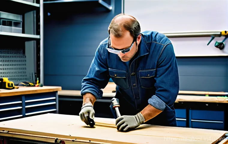 에어공구 소음 문제 해결법 - **Prompt 1: Modern, Low-Noise Air Tools in a Productive Workspace**
"A professional craftsman, m...